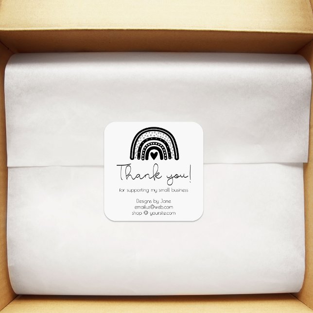 Small Business Thank You Rainbow Modern Customised Square Sticker (Creator Uploaded)