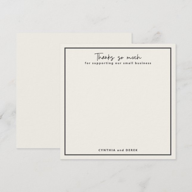 Small Business Thanks So Much Simple Professional Card (Front/Back)