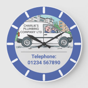 Small Business with Name on Company Van Large Cloc Large Clock