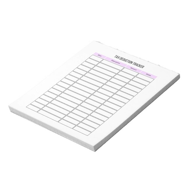 Small Bussiness Tax Deduction Tracker Notepad (Rotated)