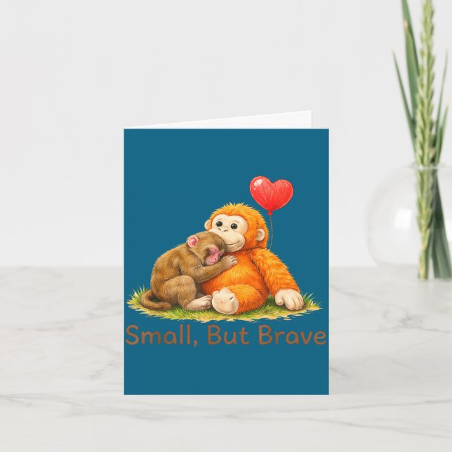 Small but brave cute punch monkey love design  card (Front)