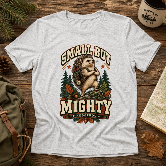 Small But Mighty Retro Adventure Hedgehog Camping  Tri-Blend Shirt (Creator Uploaded)