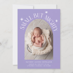 Small But Mighty Stars Voilet Photo Birth Announcement