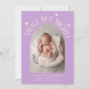 Small But Mighty Stars Wisteria Photo Birth Announcement