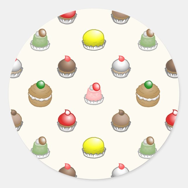 Small Cakes Pattern Classic Round Sticker (Front)