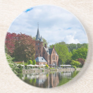 Small castle near lake in Bruges, Belgium Coaster