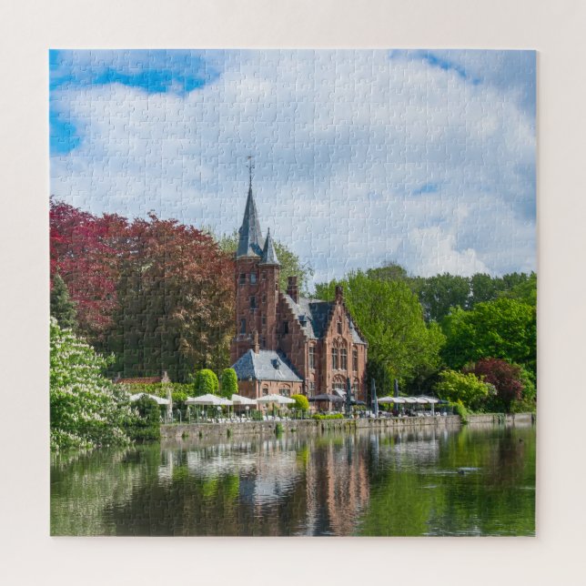 Small castle near lake in Bruges, Belgium Jigsaw Puzzle (Vertical)