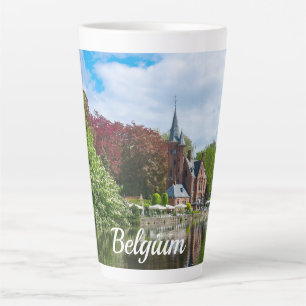 Small castle near lake in Bruges, Belgium Latte Mug