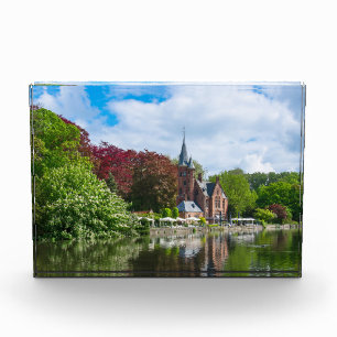 Small castle near lake in Bruges, Belgium Photo Block