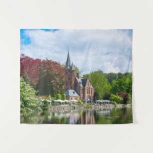 Small castle near lake in Bruges, Belgium Tapestry