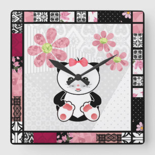 Small cat square wall clock