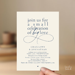 Small Celebration of Big Love, Elegant Minimalist  Invitation