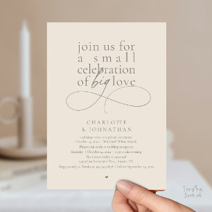 Small Celebration of Big Love, Elegant Minimalist  Invitation