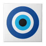 Small ceramic tile with Evil Eye Blue Mati icon<br><div class="desc">Small ceramic tile with Evil Eye Blue Mati nazar icon. Blue mati Greek / Turkish symbol for protection and good luck.</div>