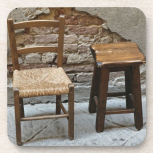 Small chair and stool, Pienza, Italy Coaster
