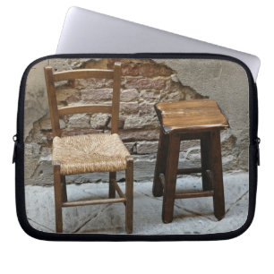 Small chair and stool, Pienza, Italy Laptop Sleeve