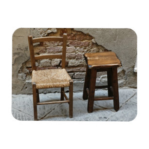 Small chair and stool, Pienza, Italy Magnet