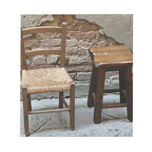 Small chair and stool, Pienza, Italy Notepad (Front)