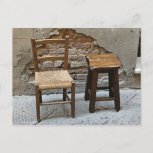 Small chair and stool, Pienza, Italy Postcard
