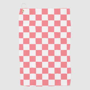 Small Checkers Blush Pink White Chequered Golf Towel