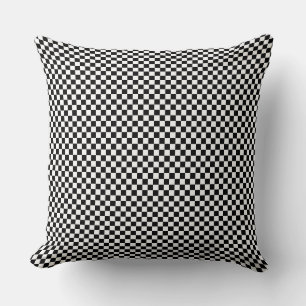 Small Chequered Cushion Black & White Mini Check
