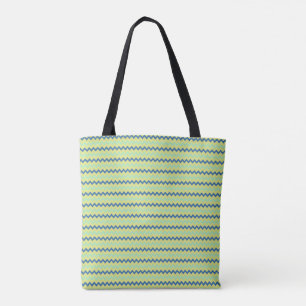 Small chevron pattern in blue green colours tote bag
