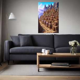 Small chocolate pudding village AI Art Poster