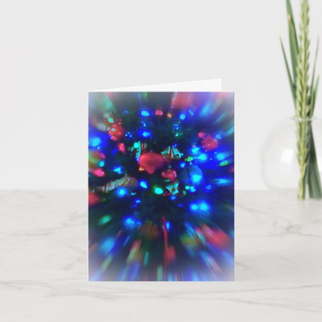 Small Christmas Card, Blue Lights Orniments Holiday Card (Front)