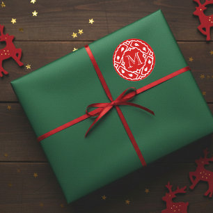 Small Christmas envelope seal with wreath monogram