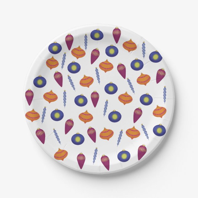 Small Christmas Ornaments Paper Plate (Front)
