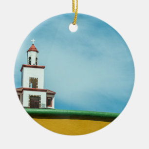 Small church view Christmas tree ornament