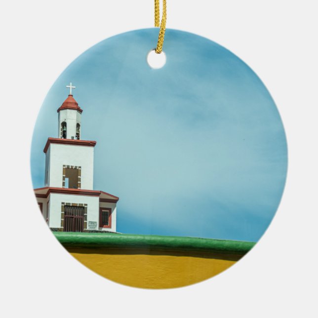 Small church view Christmas tree ornament (Front)