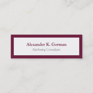 Small classic burgundy border solid professional mini business card