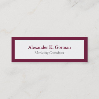 Small classic burgundy border solid professional mini business card