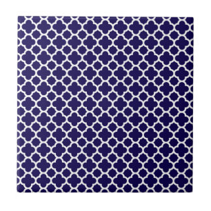 Small Clover Quatrefoil Pattern Cobalt Blue Tile