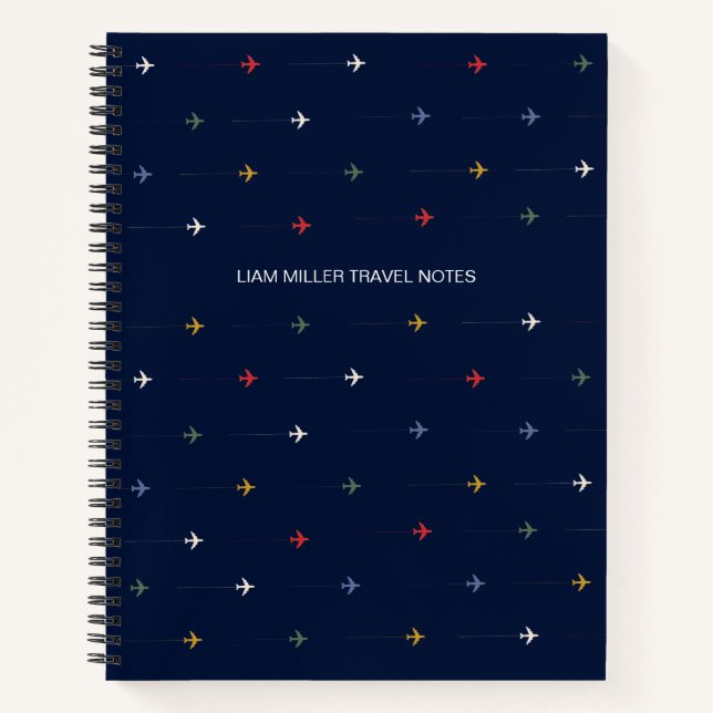 Small Colourful Aeroplanes Pattern Notebook (Front)