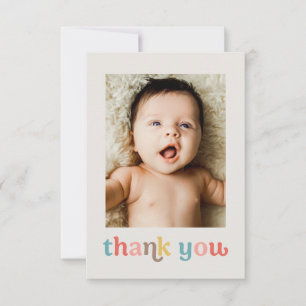 Small Colourful Trendy Custom photos Baby Shower Thank You Card