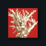 Small Coral in Red Canvas Print<br><div class="desc">Go underwater to explore the sea with all these different sea creatures. This vintage piece of sea art involving a red background and stylish tan coral is a perfect addition to any sea anemone lovers. Get your art print today on your product.</div>