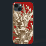 Small Coral in Red iPhone 13 Case<br><div class="desc">Go underwater to explore the sea with all these different sea creatures. This vintage piece of sea art involving a red background and stylish tan coral is a perfect addition to any sea anemone lovers. Get your art print today on your product.</div>