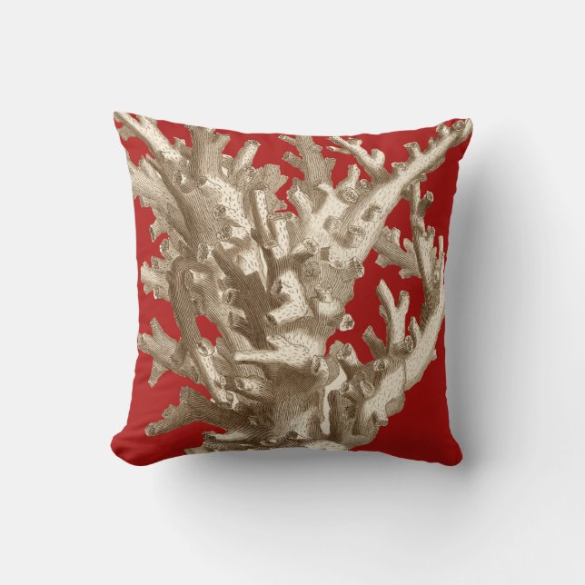 Small Coral in Red Cushion (Front)