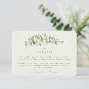 Small Cream Snowberry+Eucalyptus Wedding Details Enclosure Card