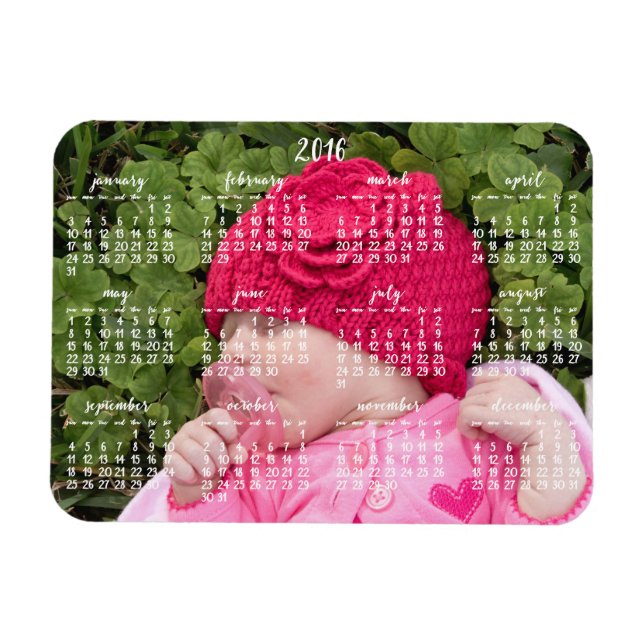 Small Custom 2016 Magnetic Calendar 3x4 Magnet (Horizontal)