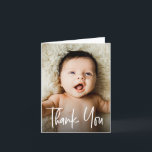 Small Custom baby shower Photo Thank You Card<br><div class="desc">Personalise these Baby shower thank you cards with a beautiful photo of your baby. Thank your family and friends who have showered you with their love and introduce your new baby with images they can cherish for many years as baby grows. Modern and unique "Thank You" handlettering script type. A...</div>
