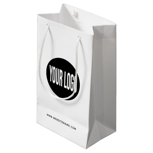 Small Custom Paper Shopping Bag  Logo/Text (Front Angled)