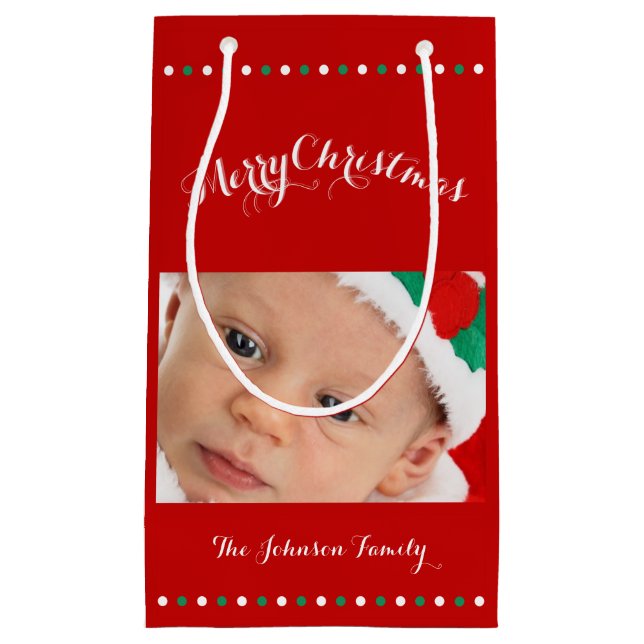 Small Custom Red Merry Christmas Gift Bags (Front)