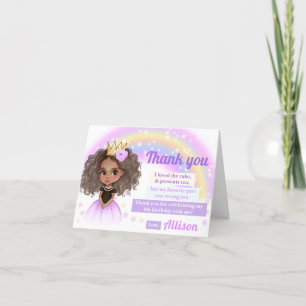 Small cute princess birthday thank you card