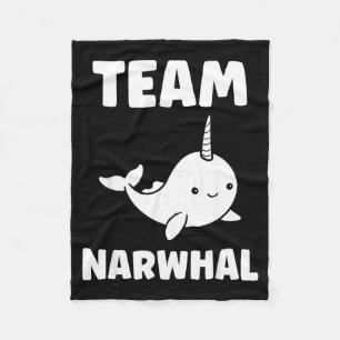 Small Cute Simple Minimalist Sea Unicorn Team Narw Fleece Blanket