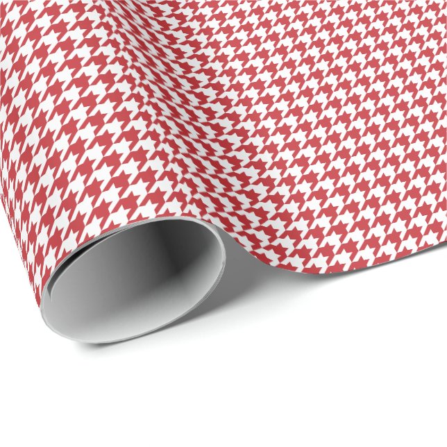 Small Dark Red and White Houndstooth Wrapping Paper (Roll Corner)