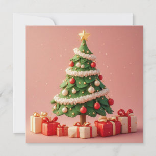 Small Decorated Christmas Tree With Presents Holiday Card