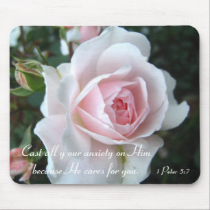 Small delicate pink rose mouse pad